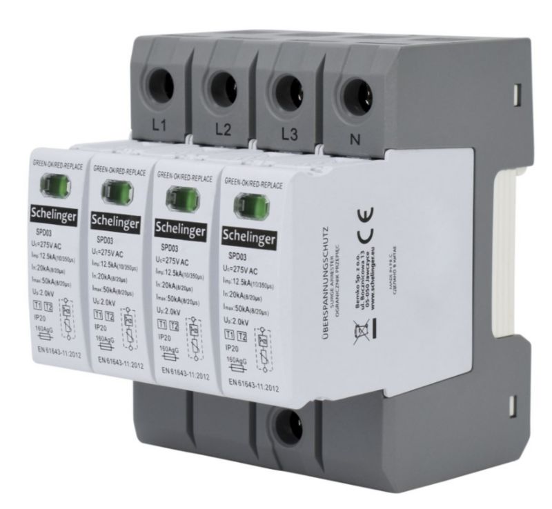 Ogranicznik SCHELINGER przepięć 4P 12,5kA T1+T2 (B+C) A51-SPD03-4P-B+C 1szt.