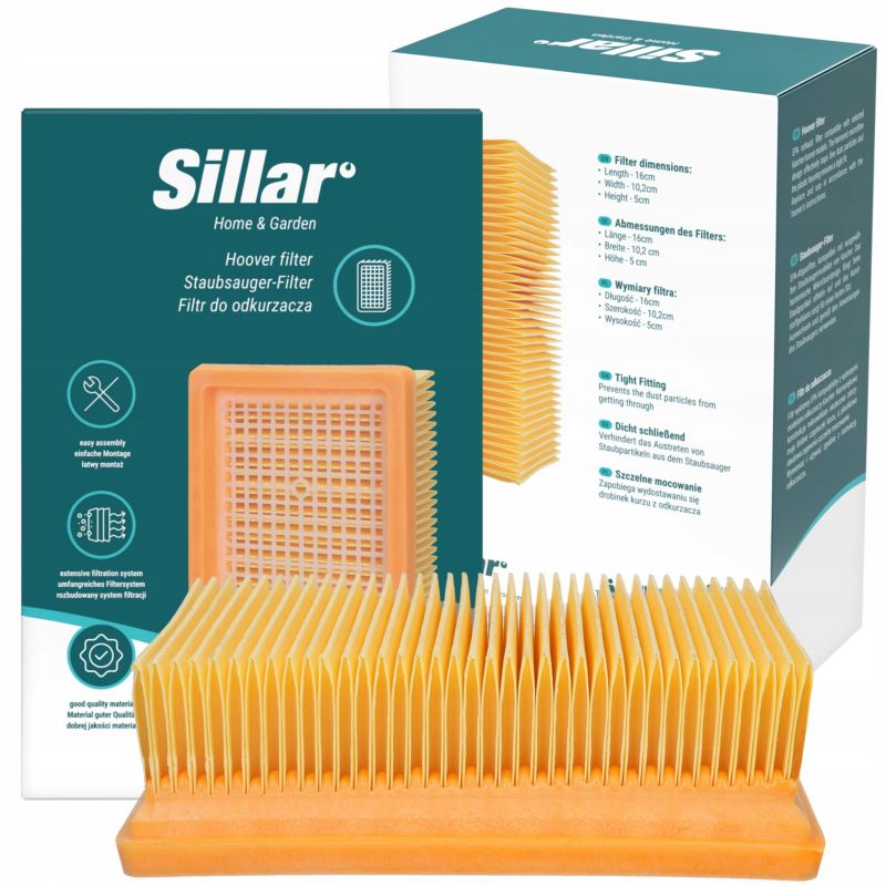 Filtr do odkurzacza, Sillar, ochronny, kompatybilny z Karcher KWD4, KWD5, KWD6, MV4, MV5, MV6, zamiennik KFI4410, 1szt