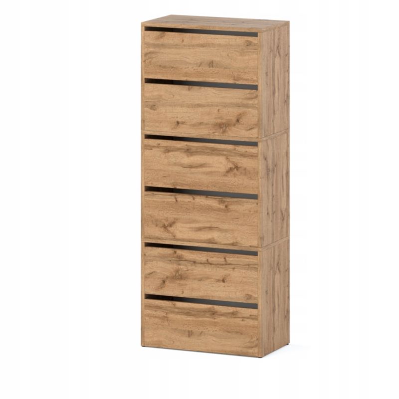 Szafka Na Buty Stiv-Meble 6 Drzwi 3 Moduły 60Cm Dąb Wotan 60X36X150 Cm 1Szt.
