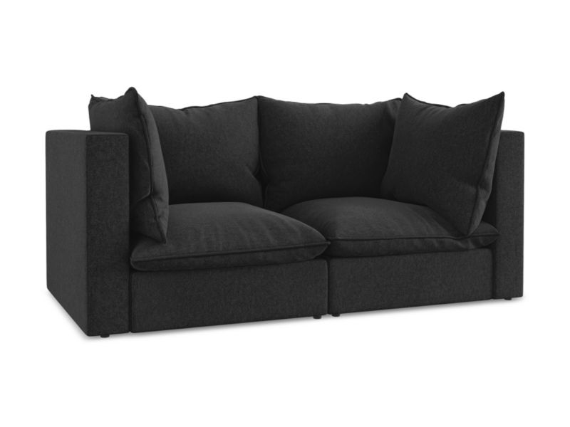 2-osobowa kanapa modułowa LaMiaSofa RAVENNA z tkaniny welwetowej 180x90 cm czarny 1 szt.