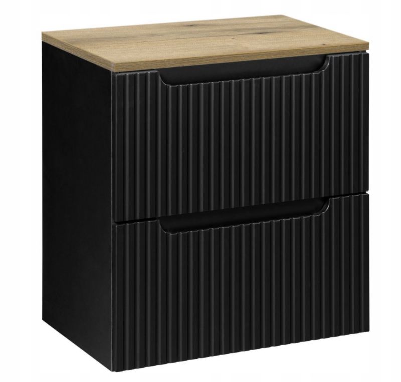 Szafka pod Umywalkę 50 cm Wisząca z Blatem Dąb Nova Black Czarna Furnidea