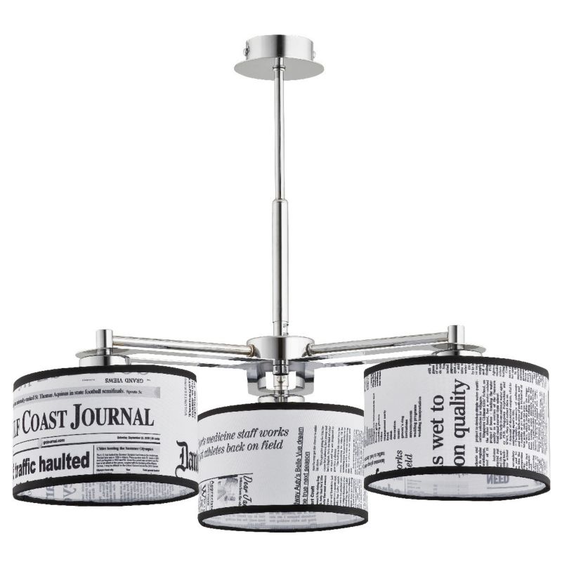 Lampa wisząca Alfa News chromowana biała-czarna wym: 47 x 53 x 43 cm 3xE14 x 10W 1 szt.