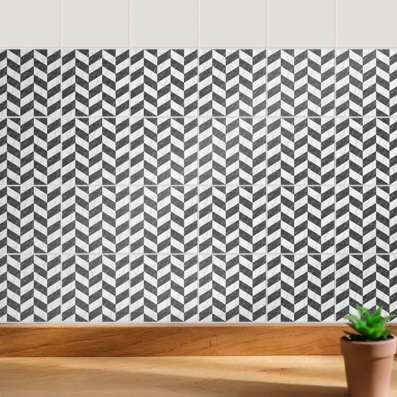 Naklejki dekoracyjne na ścianę Wallfluent 10x10 cm Zygzakowate motywy w linii do kuchni i łazienki 24 szt.