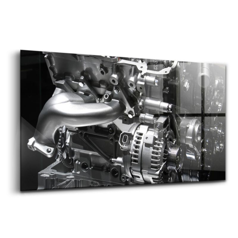 Foto Obraz Ścienny Szklany Wallfluent 120x60 cm Część silnika spalinowego samochodu 1 szt.