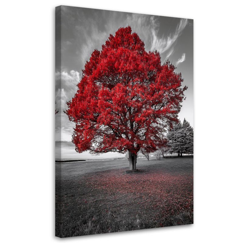 Obraz na płótnie Feeby Duże Czerwone Drzewo Krajobraz 60x90cm 1szt