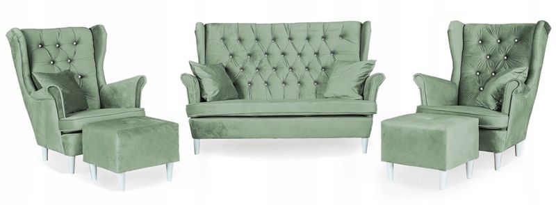 Zestaw wypoczynkowy uszak do salonu sofa fotele z podnóżkiem Family Meble Gaja 1szt