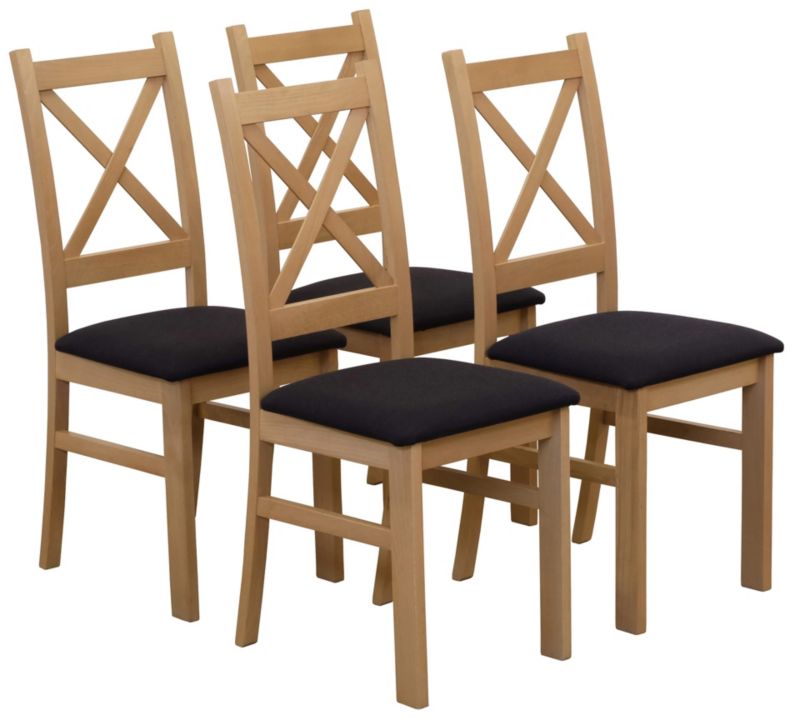 Zestaw Bonni 4x Krzesło tapicerowane do jadalni Dąb Artisan/Czarny 1 kpl.