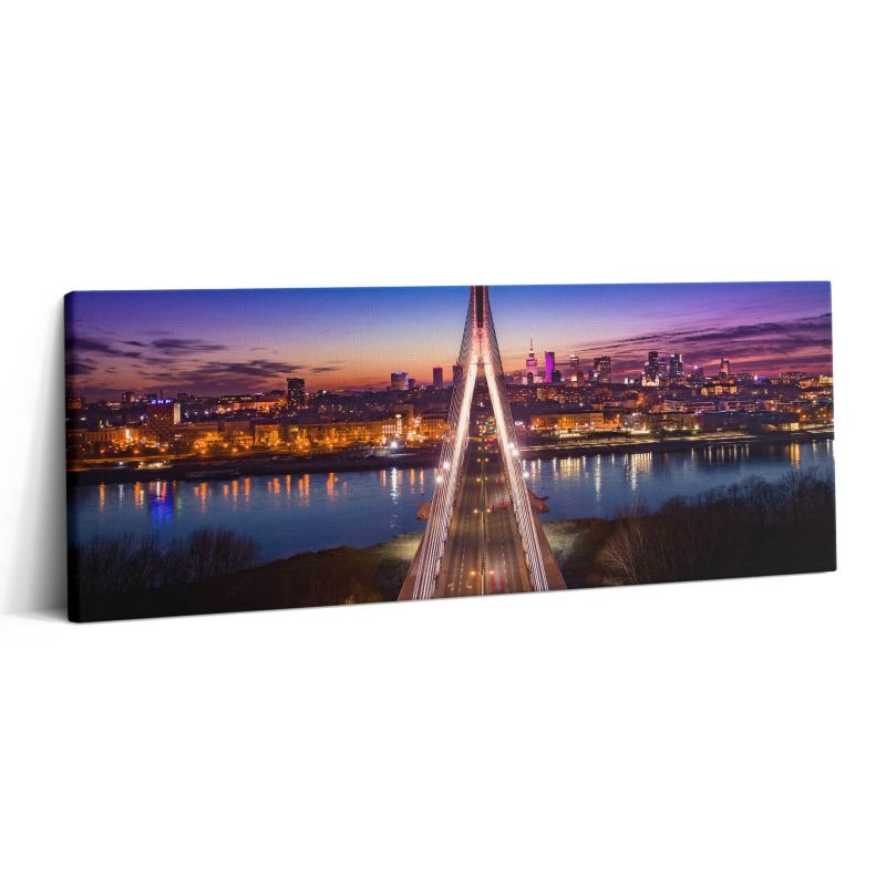 Obraz na płótnie Wallfluent 125x50 cm Most i miasto wieczorem 1 szt.