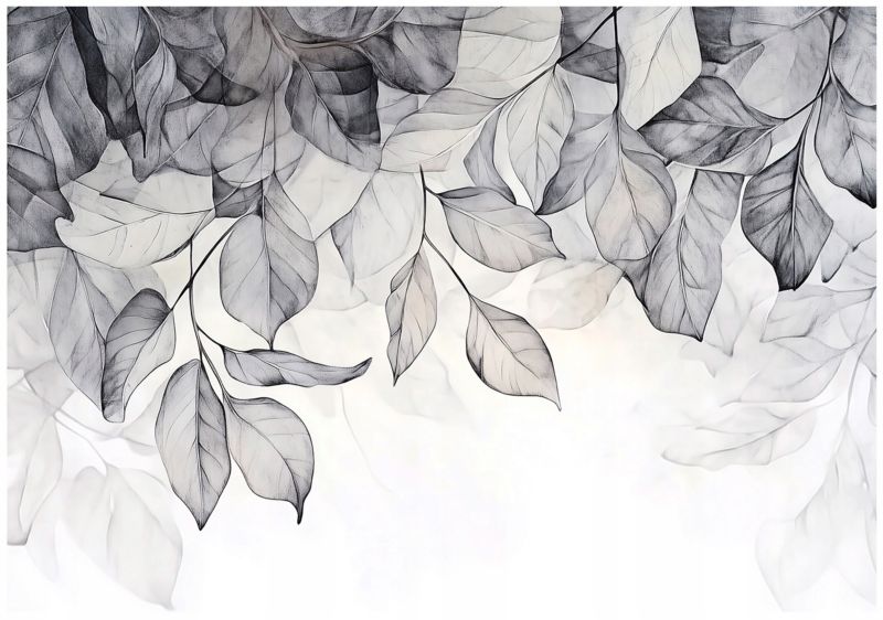 Fototapeta Liście Wiszące Szare Natura WALLARENA 250x175 cm Tapeta Do Sypialni Salonu Na Flizelinie 1 szt.