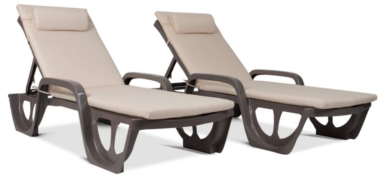 Zestaw 2 leżaków ogrodowych Keter Florida Cappuccino z Poduszkami Bazkar Madera S-17 1 kpl.