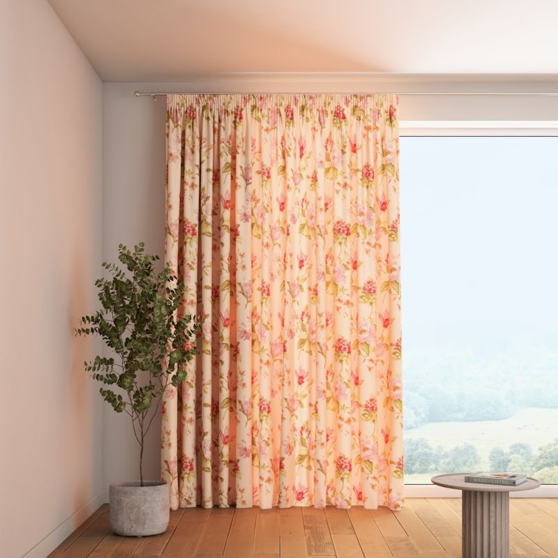 Zasłona na taśmie marszczącej 1 szt. 130 x 245 cm Dekoria duże kwiaty na kremowym tle 1 szt.