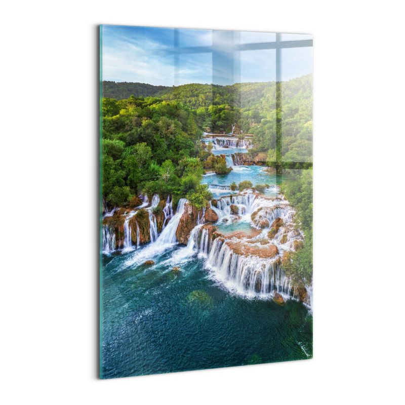 Foto Obraz Ścienny Szklany Wallfluent 40x60 cm Wodospady i rzeka Krka Chorwacja 1 szt.