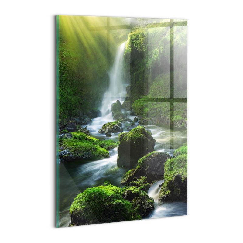 Szklany Obraz Ścienny Wallfluent 30x20 cm Wodospad i skały 1 szt.