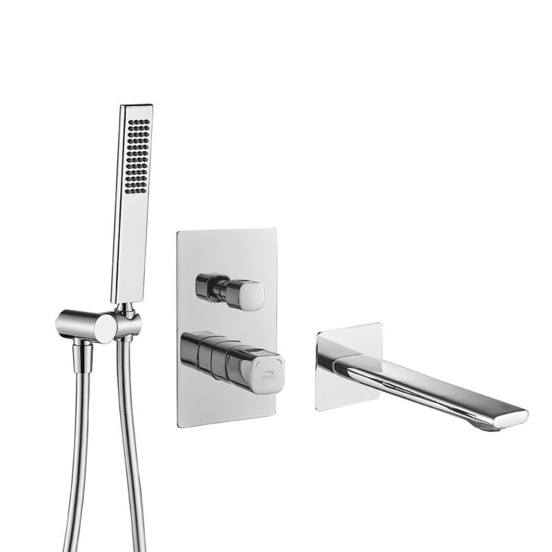 Bateria Wannowa Laveo Podtynkowa z Zestawem Natryskowym Tores Srebrna Chrom 1 szt.