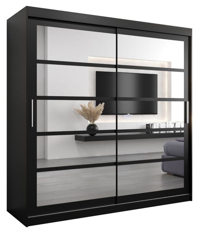 Szafa przesuwna Abiks ROMA 2 200 czarny mat + czarny mat 1 szt.