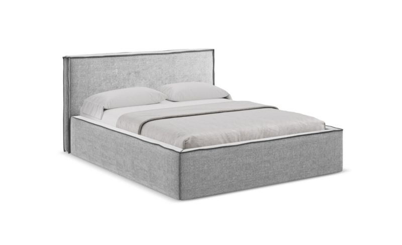 Łóżko LaMiaSofa Anani z tkaniny szenilowej 180x200 jasny szary 1 szt.