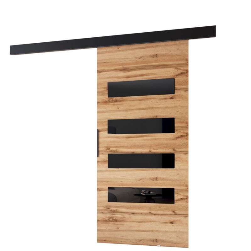 Drzwi przesuwne MINIO go for it PRIM F 96 cm dąb wotan z czarną maskownicą 1 szt.