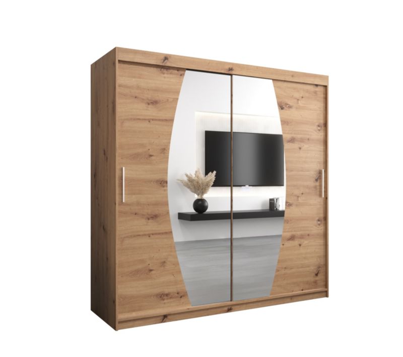 Szafa przesuwna Garderoba Abiks ELYPSE 200 dąb artisan + dąb artisan 1 szt.