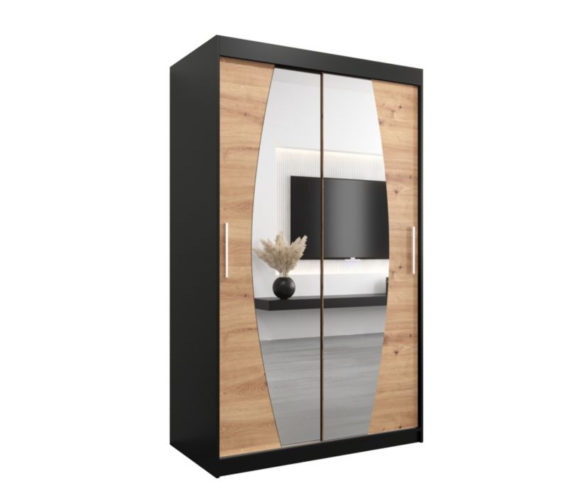 Szafa przesuwna Garderoba Abiks ELYPSE 120 czarny mat + dąb artisan 1 szt.