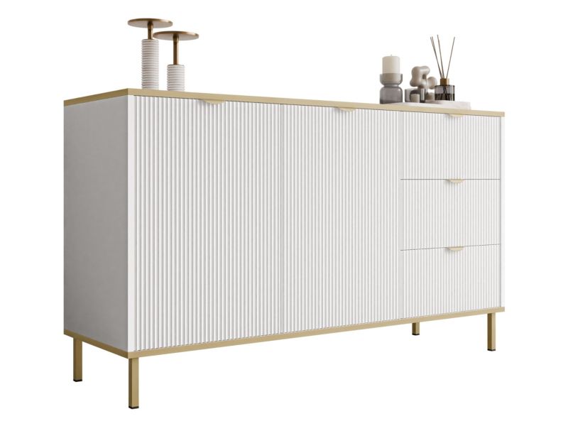 Komoda do salonu MIRJAN 24 Werkoz 2D3S biały + złoty 1 szt.