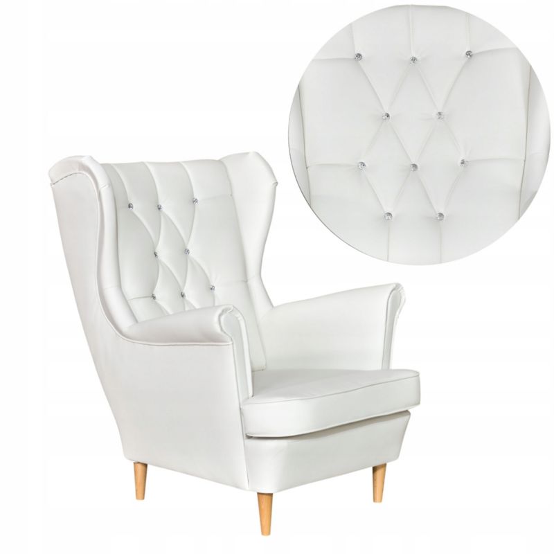 Fotel uszak do salonu eko skóra Family Meble Gaja biały 1szt