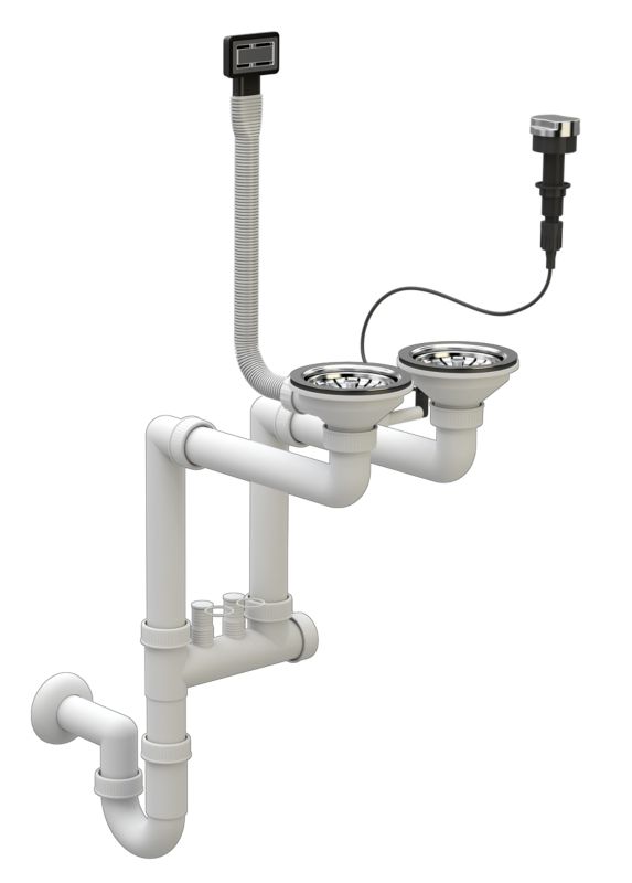 Syfon Prostokątny Chrom Granitan Automatyczny Dwukomorowy 1 szt.