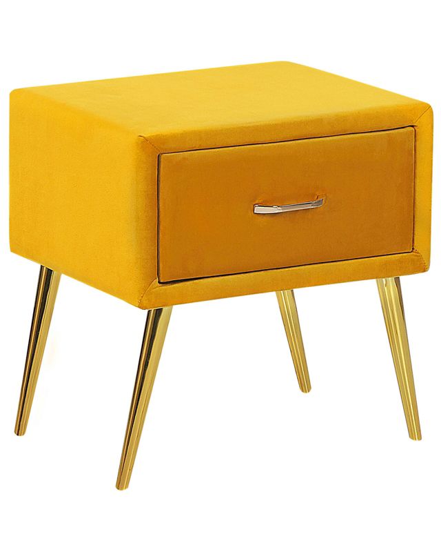 Szafka nocna 1 szuflada Welur Musztardowy Flayat 1 szt.