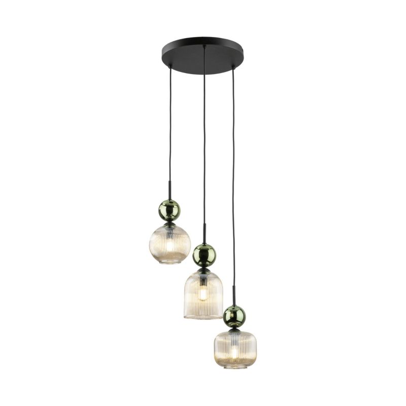 Lampa Wisząca Tk-Lighting Sophia Green zwis ryflowany klosz - 1szt.