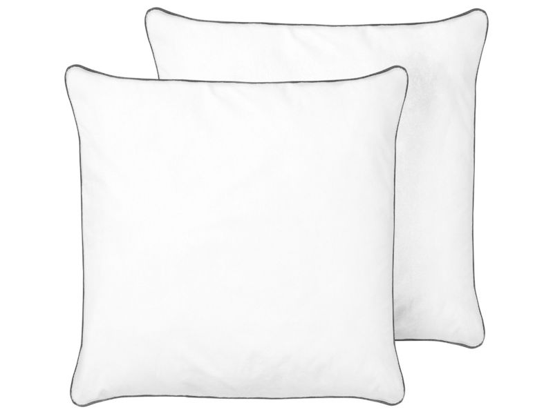Zestaw 2 poduszek Pelister Wysoka Mikrofibra 80 x 80 cm Biały 1 par.