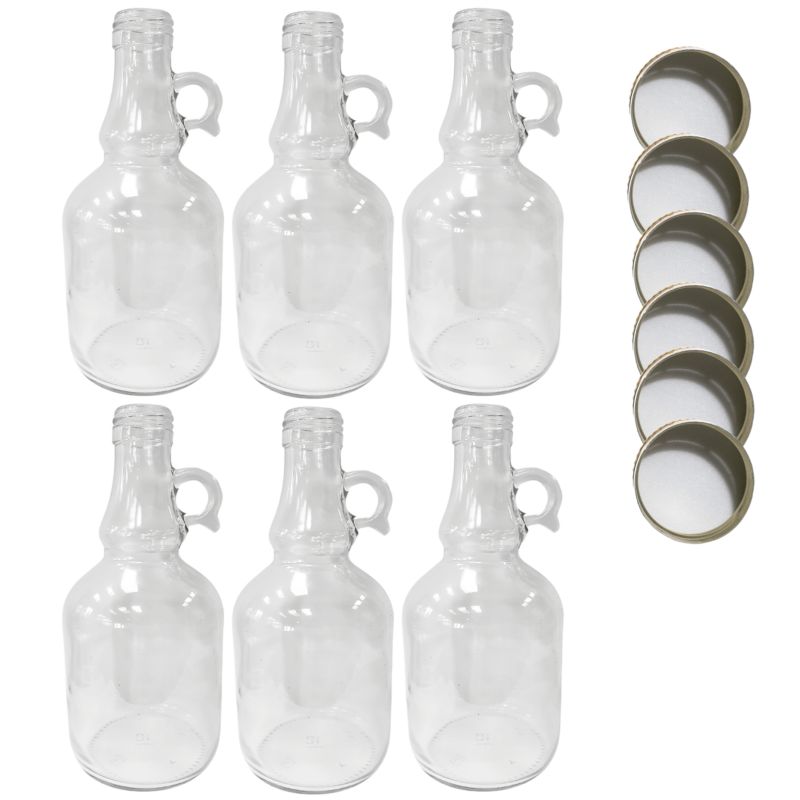 Butelki szklane MODO24 500 ml galon z uchwytem na soki olej i oliwę fi 31 z nakrętkami 6 szt.