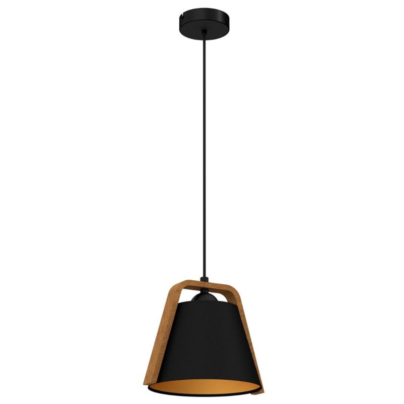 Lampa wisząca Luminex Norko czarny matowa-jasne drewno wym: 120 x 24 x 20 cm 1xE27 x 15W 1 szt.