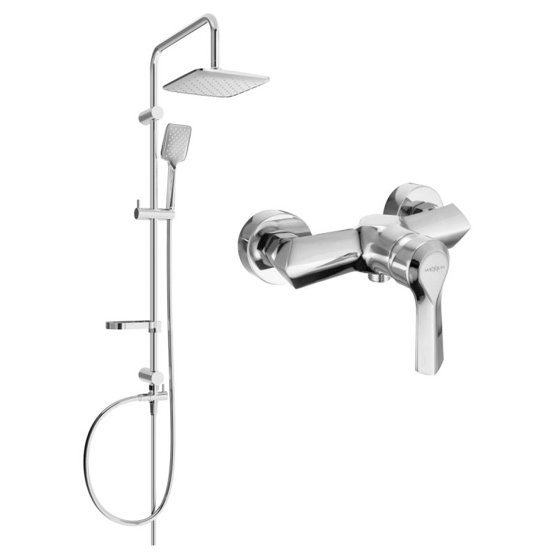 Zestaw prysznicowy natynkowy z deszczownicą i baterią Mexen Sabre chrom 1 szt.