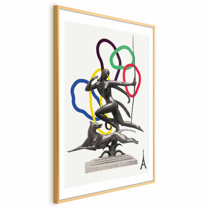 Plakat Artgeist Strzelająca kobieta 60x90 cm z ramą złotą 1 szt