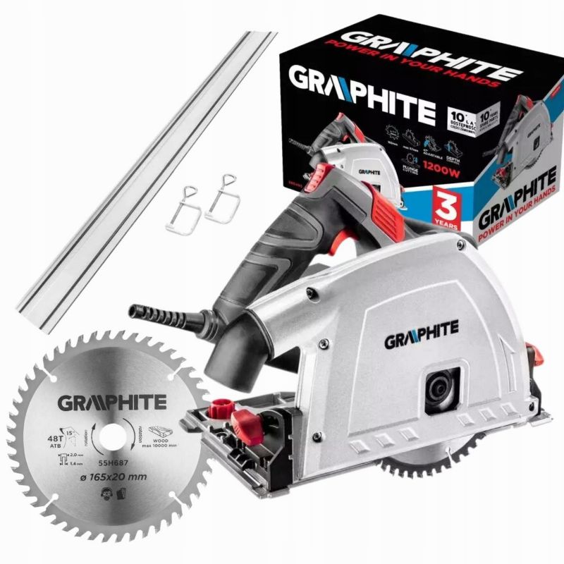 Pilarko-zagłębiarka z szyną 1400mm i tarczą GRAPHITE 1200W 165mm 1 kpl