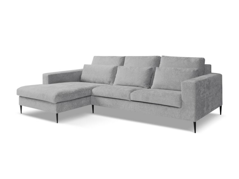 Narożnik lewy LaMiaSofa DIANO z tkaniny szenilowej 268x173 cm jasny szary 1 szt.