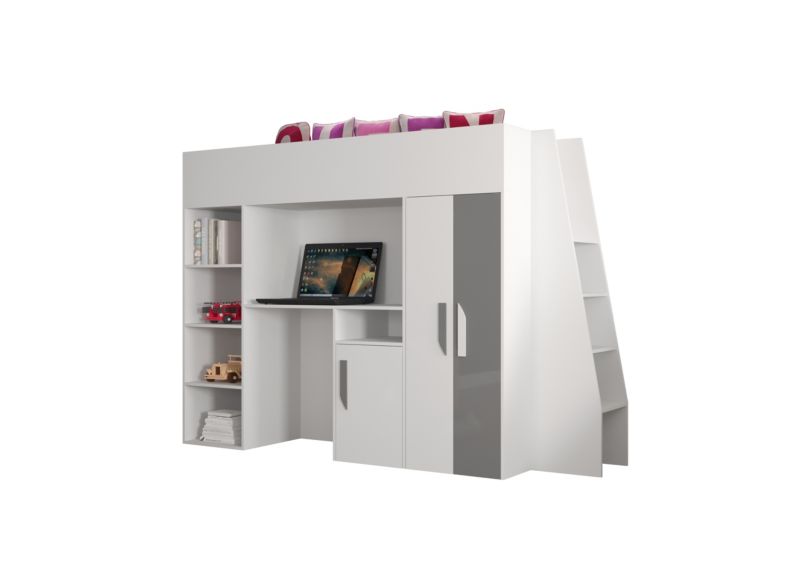Łóżko piętrowe Antresola Abiks PARTY 15 biały + szary 1 szt.