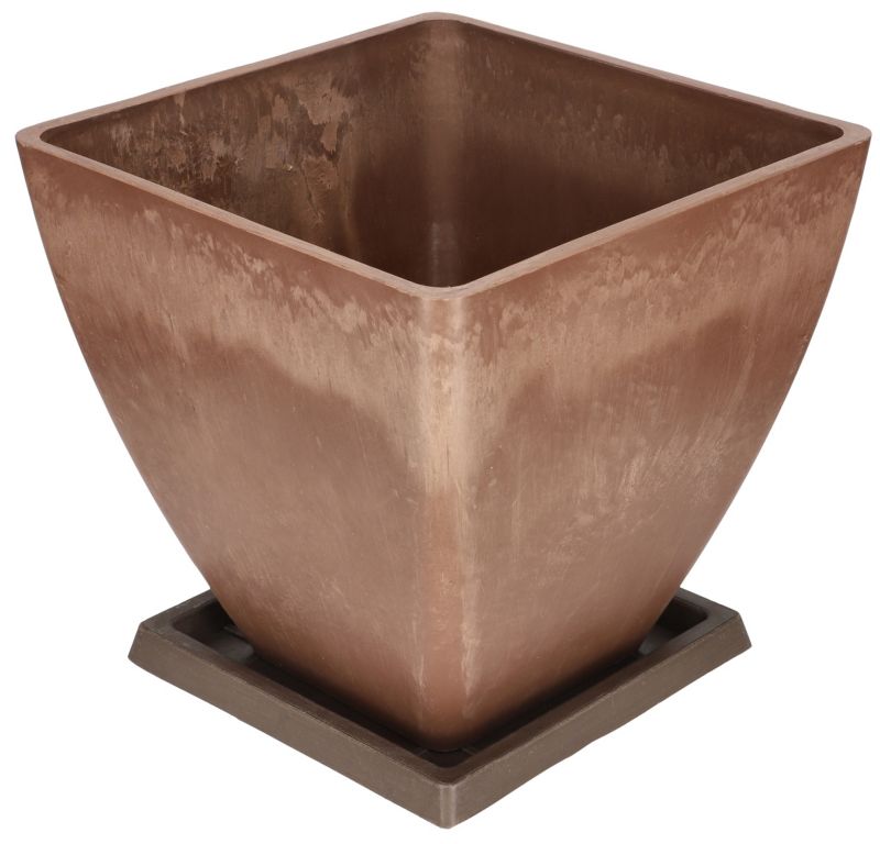 Doniczka ogrodowa KOTARBAU donica osłonka kompozytowa z podstawką 28 cm brązowa 1 szt.