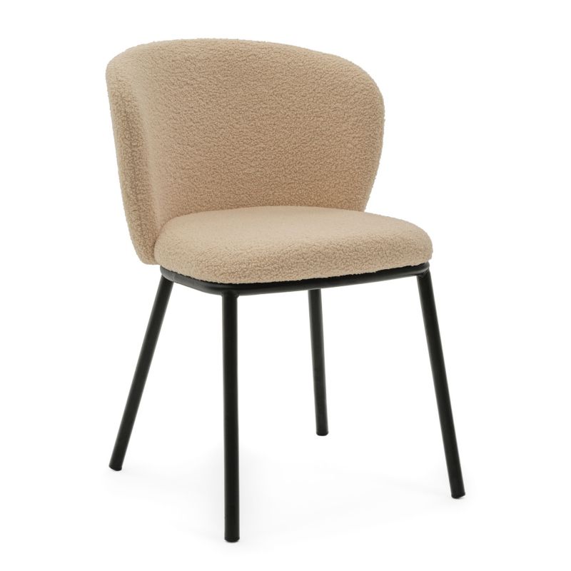 Krzesło tapicerowane New Home BARI ciemnobeżowe boucle teddy 1 szt.