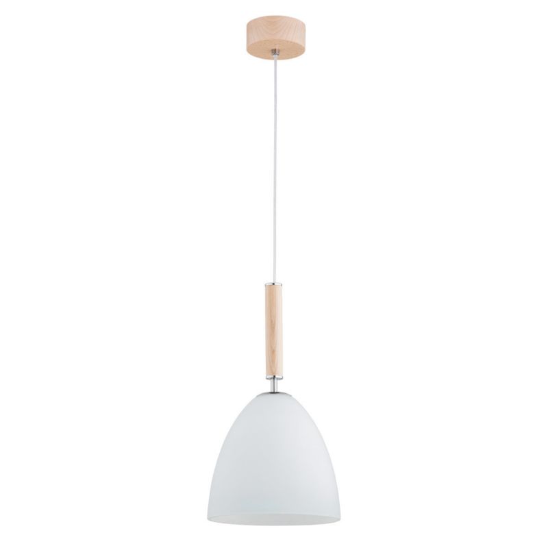 Lampa wisząca Alfa Tavos 2099 jasne drewno-chromowana-biała do kuchni 1xE27 x 15W 1 szt.
