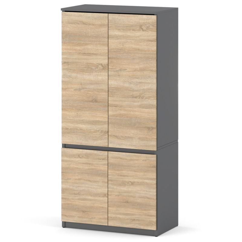 Szafa Hurtownia-Mebli 4 Drzwi Posti 80cm Szary Mat Dąb Sonoma 80x50x180 cm 1szt.