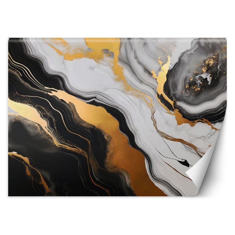 Fototapeta Feeby Czarno Szary Marmur ze Złotem Abstrakcja 200x140 1 szt