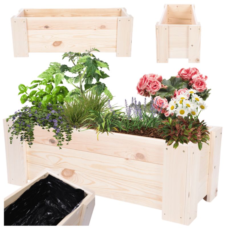 Donica drewniana balkonowa MODO24 warzywna folia 80 cm 1 szt.