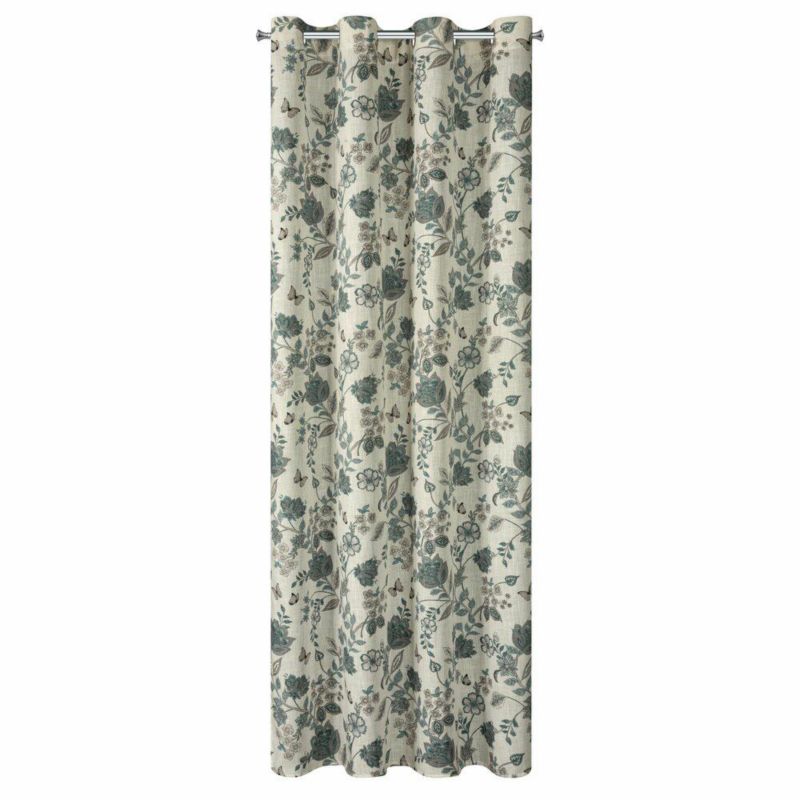 Zasłona Tali EUROFIRANY 140X250 Cm Zielone Kwiaty Przelotki 1szt.