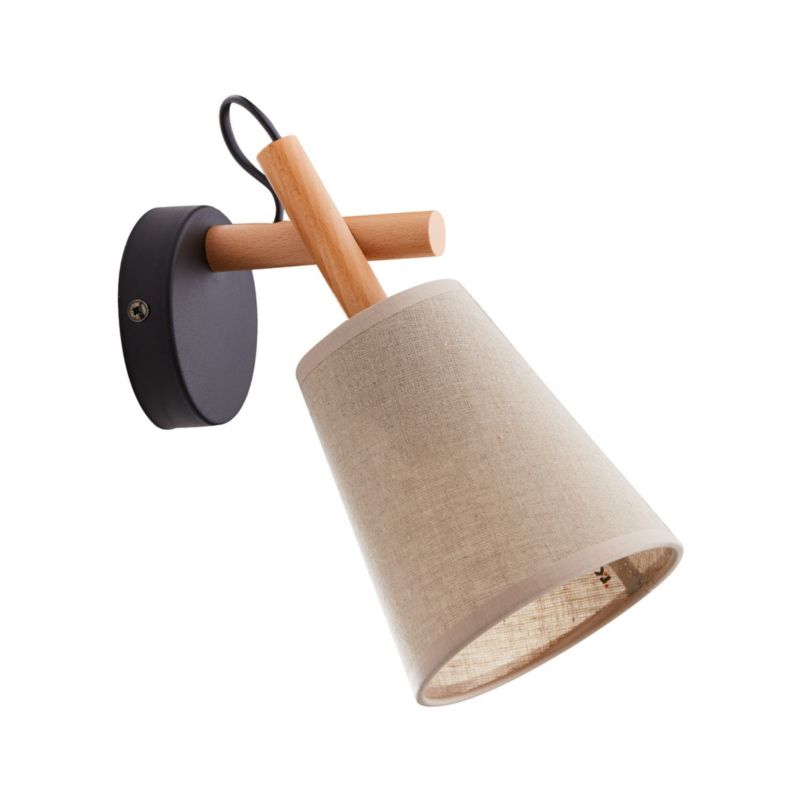 Kinkiet ścienny TK-Lighting Vaio czarny-jasne drewno-len 1 x E27 x 15W IP20 wym: 27 x 13,5 x 28 cm - 1 szt.