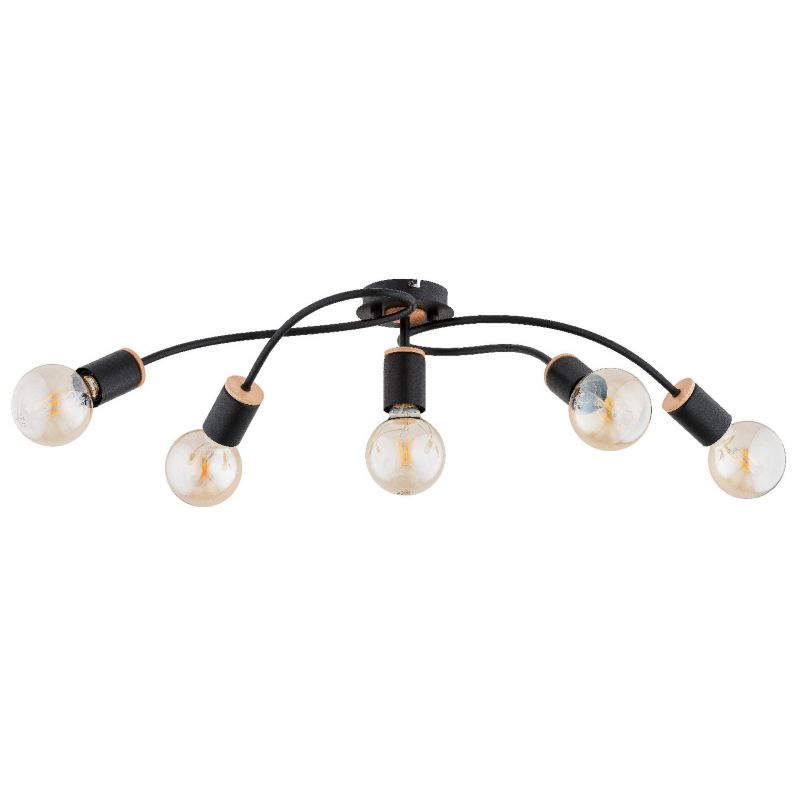 Lampa sufitowa wisząca Alfa Gerso 2868 czarna-jasne drewno industrialna 5xE27 x 15W 1 szt.
