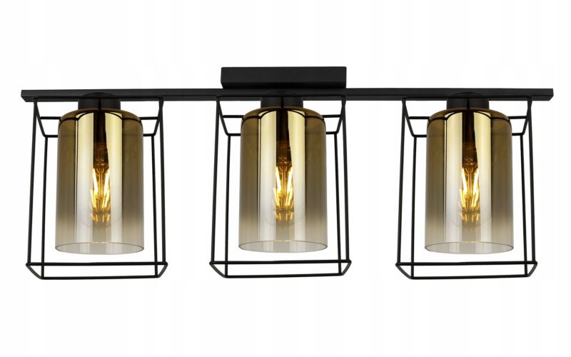 Lampa sufitowa wisząca Light Home LH Hella Cage 3x E27 60W szkło złoty 1szt.