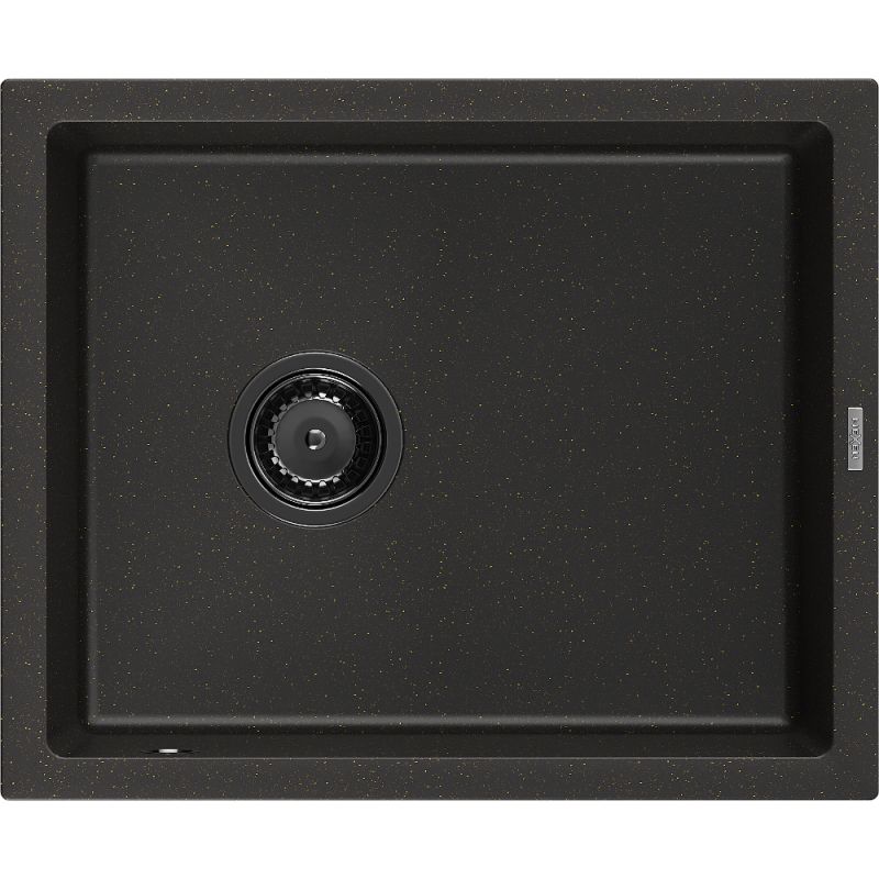 Zlewozmywak granitowy Mexen Pedro 1-komorowy czarny/złoty metalik 560x460 mm - 6508561000-75 1 szt.