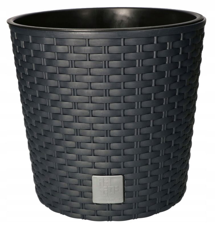 Doniczka rattan KOTARBAU okrągła z wkładem antracyt 200x190 mm 1 szt.