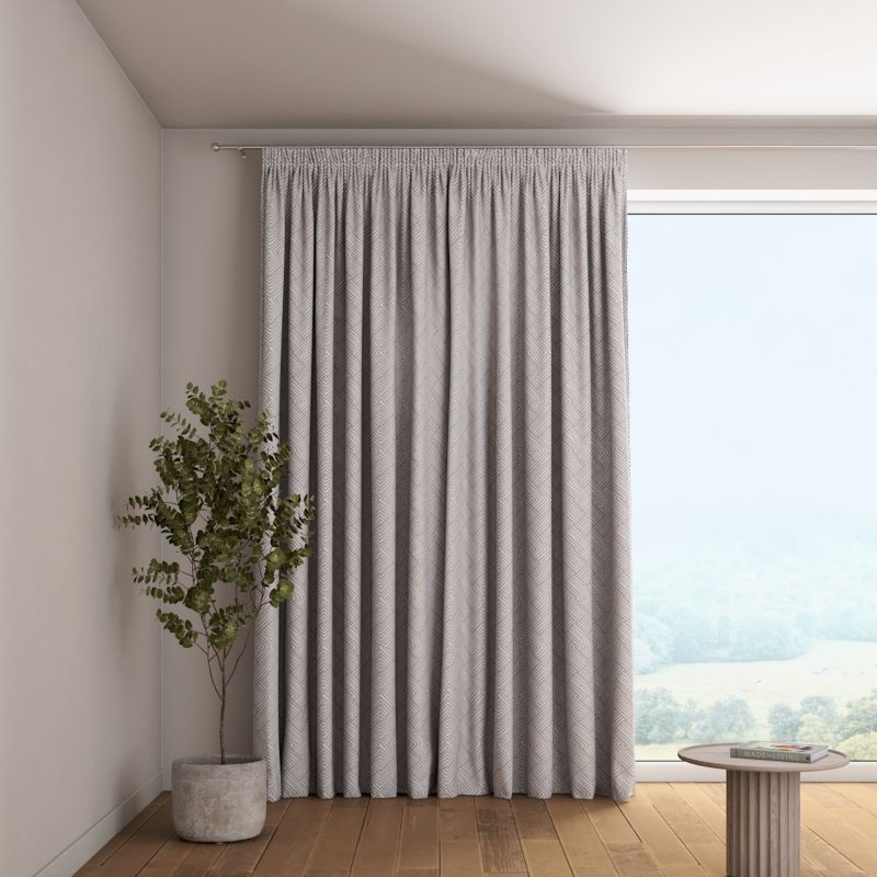 Zasłona na taśmie marszczącej 1 szt. 130 x 260 cm Dekoria szare wzory geometryczne 1 szt.