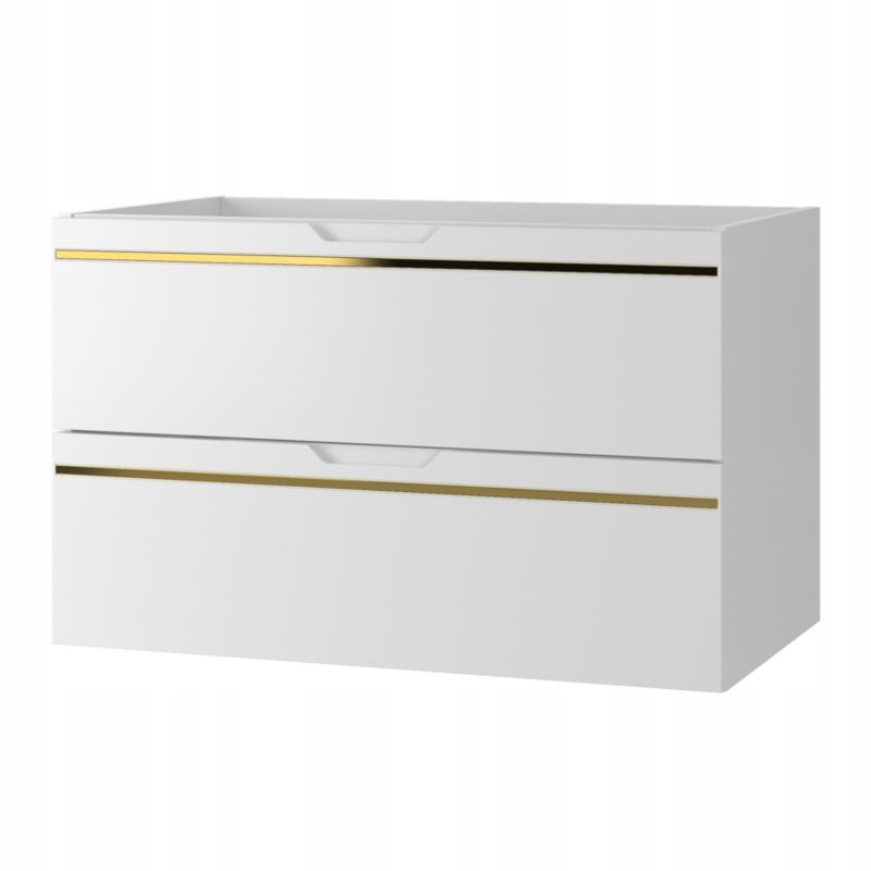 Szafka pod umywalkę Furnidea 80 cm biały frezowana złota listwa Espero 1 szt.